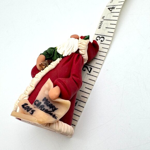 Handcrafted 2003 Santa Figurine With Christmas Tree & Star Clay Ceramic Signed - Picture 4 of 9